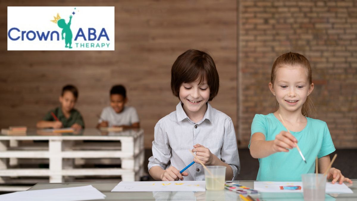 Children work together on puzzles and crafts, practicing social skills through ABA.